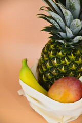 fruits tote bag grocery bag tropical cart