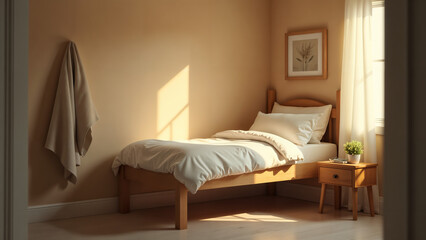 A Cozy Small Single Bed Positioned in a Unique Bathroom, Offering an Inviting Atmosphere for Relaxation and Comfort