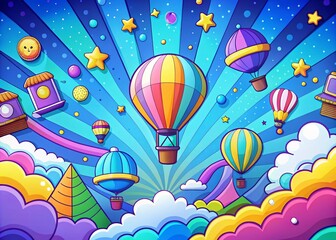 Naklejka premium Aerial View of Hand-Drawn Cartoon Transitions in Motion Graphics for Creative Projects