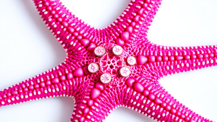 A vibrant pink starfish with intricate detail and a watercolor-like texture.