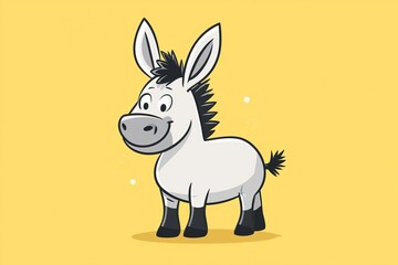 Naklejka premium Whimsical Cartoon Donkey with Exaggerated Features