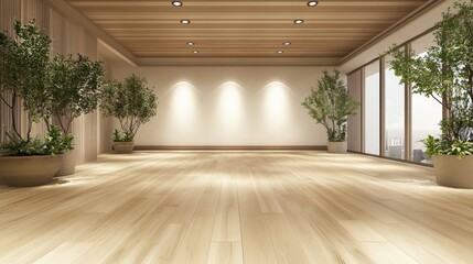 Obraz premium Bright and Spacious Empty Interior with Plants