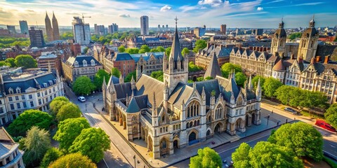 Fototapeta premium Aerial View of the Royal Courts of Justice in London, Majestic Architecture and Historical Landmarks