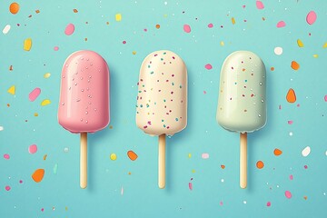 Playful Cartoon Ice Cream Stick with Glossy Surface and Smooth Texture