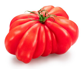 Beefsteak tomato macro on white background. File contains clipping path.