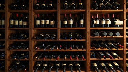 wine bottles in a cellar