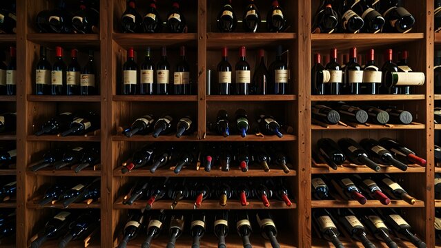 wine bottles in a cellar