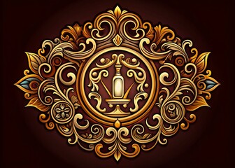 Antique Victorian Calligraphic Emblem for Luxury Brands in Barber, Spa, and Boutique Sectors