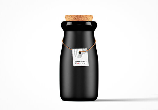 Matte Painted Glass Yoghurt Bottle Mockup