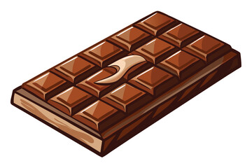 High-Quality Watercolor Digital Painting of a Chocolate Bar, Illustration on White Background