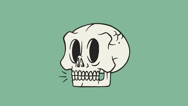 looping animation cartoon of skull head