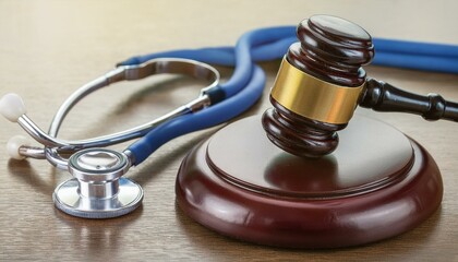 Mallet And Stethoscope On Gavel Over The Office Desk