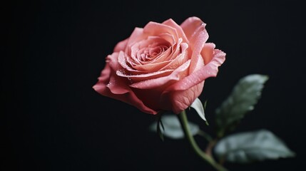 Fototapeta premium Beautiful rose on black background