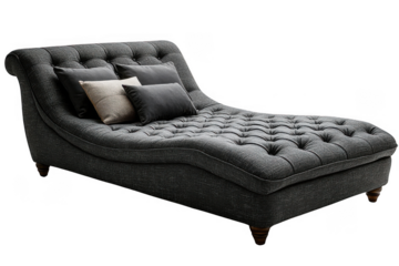 Grey divan isolated on transparent background, png file, no background png file