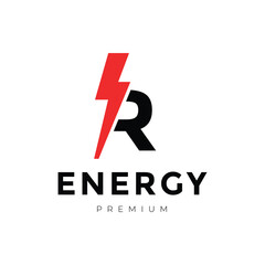 letter r energy electrical logo design modern vector