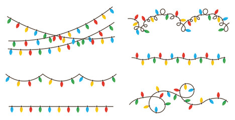 Christmas decoration light garlands in a flat design