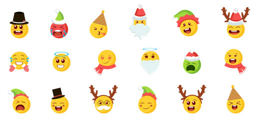 Obraz premium Christmas funny smile emotions in a flat design
