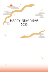 2025年　年賀状　シンプルでおしゃれな蛇のイラストレーション