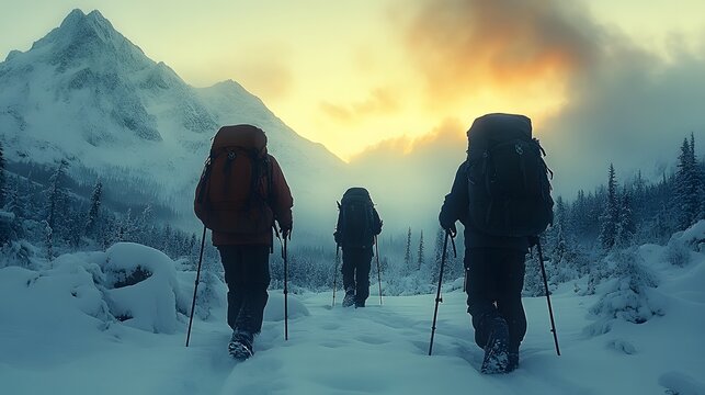 Travelers enjoying the northern lights in a wintery remote destination