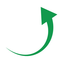 Curve arrow icon. A sleek and modern black arrow with curved edges pointing upward on white background. Eps 10.