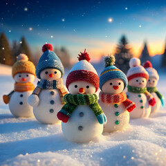 A delightful mini snowman army stands in formation