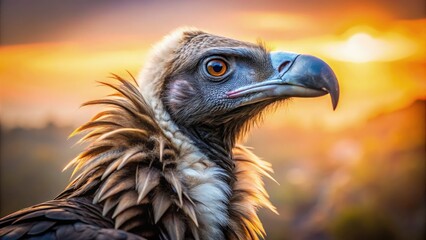 Majestic Vulture Portrait Photography: Stunning Close-Up of Avvoltoio with Detailed Feathers and Sharp Beak in Natural Habitat, Capturing the Essence of Wildlife and Nature Photography