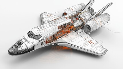Cutaway view of a modern space shuttle showcasing internal structure and design elements.