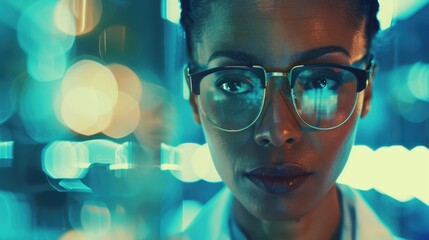 Portrait of a female doctor in a hospital during her night shift