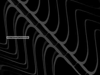 Abstract futuristic dark black background with waving design. Realistic 3d wallpaper with luxurious flowing lines. Elegant background for posters, websites, brochures, cards, banners, apps etc.