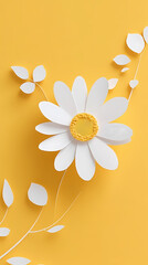 Obraz premium Chamomile flower logo 3d vector papercut