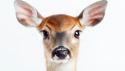 Fototapeta premium A close-up view of a young deer exploring its surroundings indoors