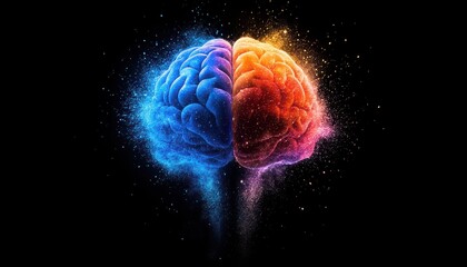 Fototapeta premium Exploration of creativity and logic depicted in a colorful brain illustration