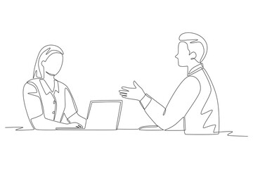 Work interview concept one-line drawing