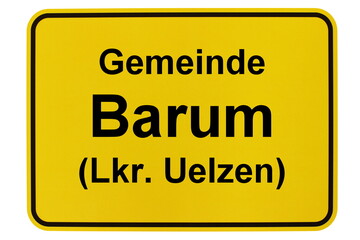 Illustration eines Ortsschildes der Gemeinde Barum in Niedersachsen