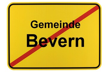 Illustration eines Ortsschildes der Gemeinde Bevern in Niedersachsen