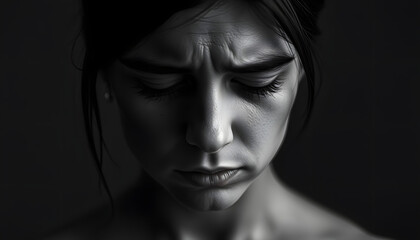 Depressive mood psychology and unhappy mental health suffering as depression and loneliness symbol or suicide prevention icon isolated with white highlights, png