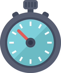 Classic stopwatch is measuring time passing by, with second hand moving on its blue clock face