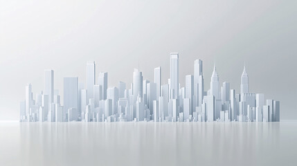 Fototapeta premium Minimalist futuristic city skyline with tall skyscrapers