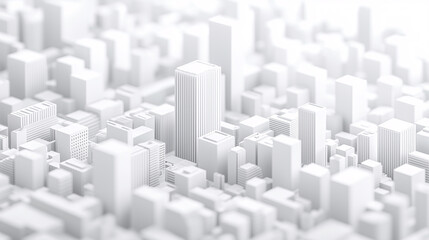 Abstract white 3D city model with buildings and skyscrapers
