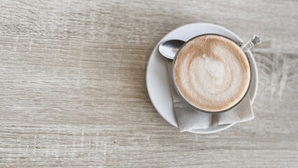 Foam coffee cup on the table.