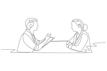 Work interview concept one-line drawing