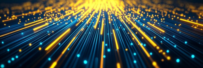 abstract technology background with golden light trails. 
