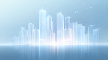 Minimalist futuristic city skyline with tall skyscrapers