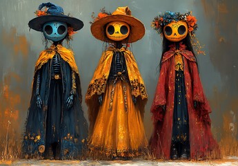 Fototapeta premium Group of Statues Dressed in Clothing
