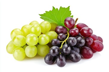 Fresh green and black grapes shining under soft natural light in an elegant arrangement