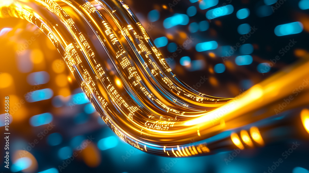 Poster glowing data streams twist and turn through a digital environment, showcasing intricate patterns and
