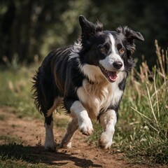 Fototapeta premium Border Collie running happily