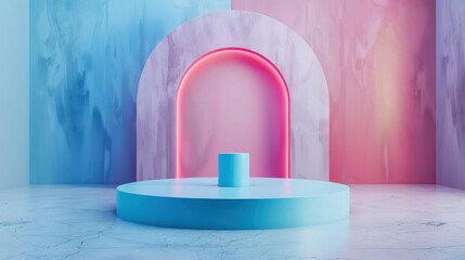 Minimalist Modern Podium in Vibrant Background
