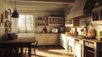 "Farmhouse Kitchen 8K Realistic Lighting Highly Detailed":