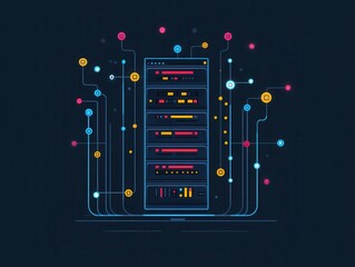 minimalist line icon representing a server rack, showcasing a modern and clean approach to data storage concepts, ideal for tech-related graphics and digital solutions